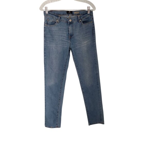 7 FOR ALL MANKIND Paxtyn Jeans Blue Denim Med‎ Wash Stretch Womens Size 14 EUC - Picture 1 of 13
